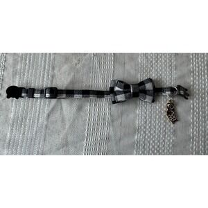 Buffalo Plaid Cat Collar with Bow‎ Tie and Fish Charm - Adjustable